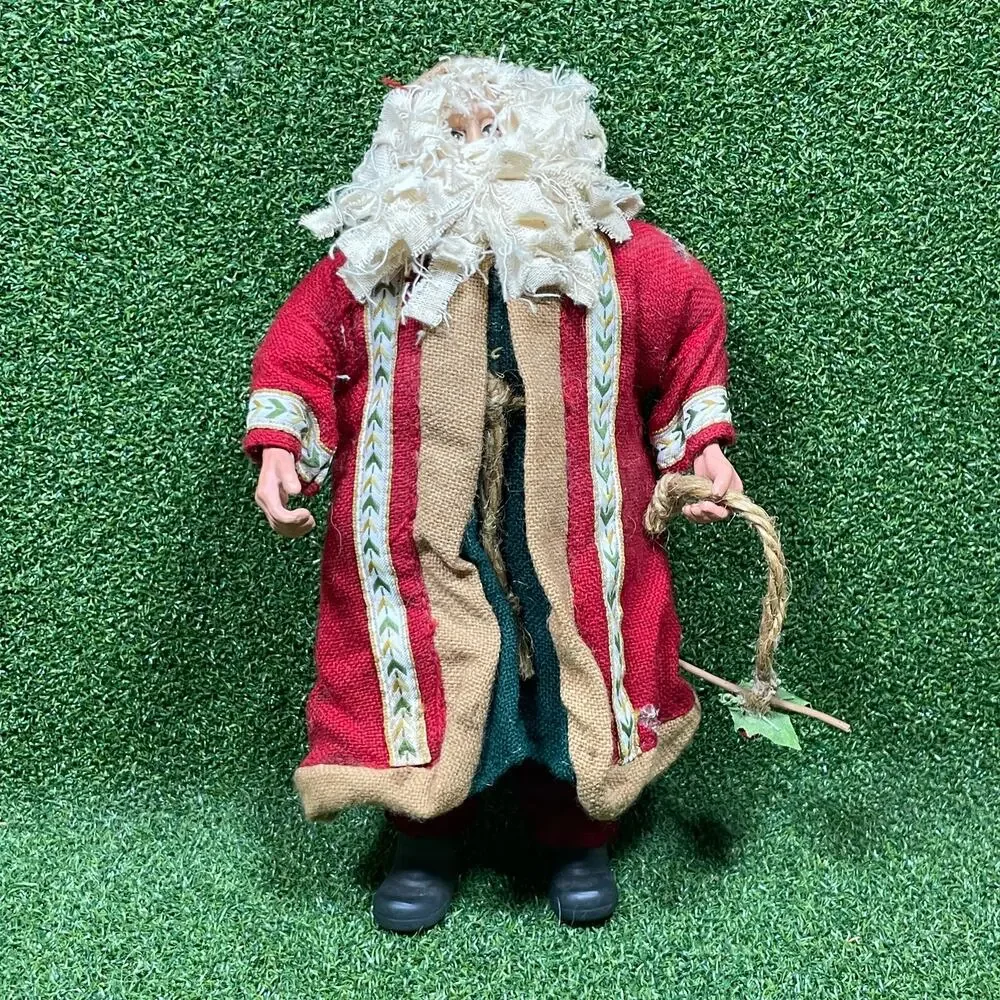Vintage Handcrafted Rustic Christmas Santa Claus Fabric Doll 10